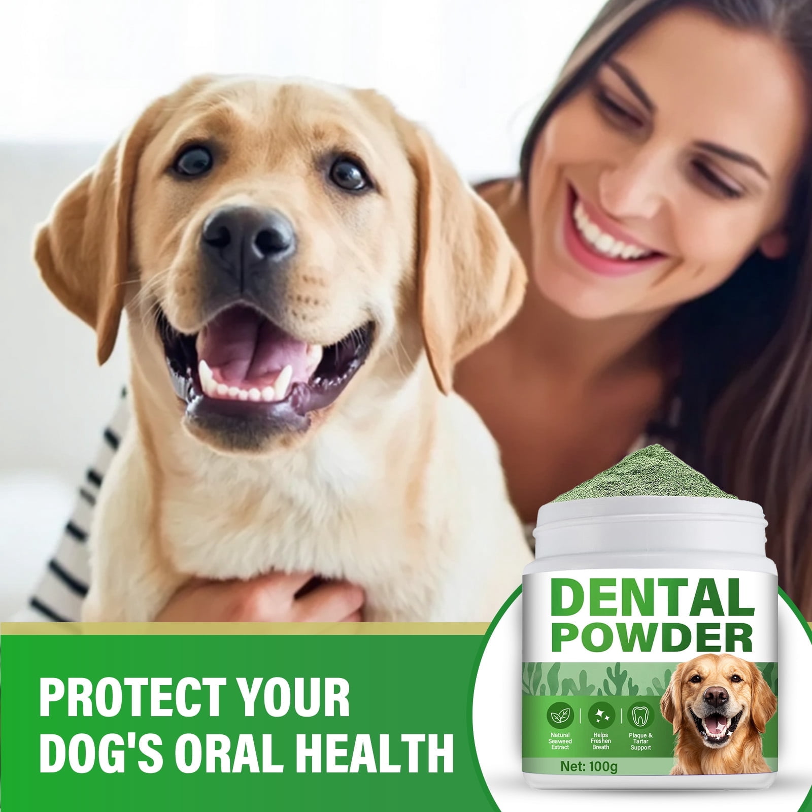 Dog Dental Powder, Dog Teeth Cleaning Powder, Natural & Pet-Safe Formula, Dental Care Supplies for Dogs