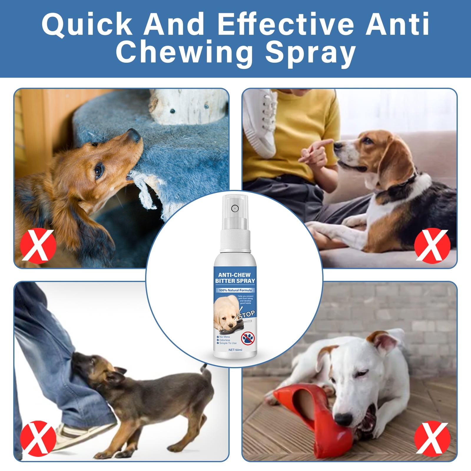Bitter Apple Spray for Dogs to Stop Chewing, Prevents Dogs from Biting and Staying Away from Restricted Areas, Indoor and Outdoor Use - Dog Deterrent Spray