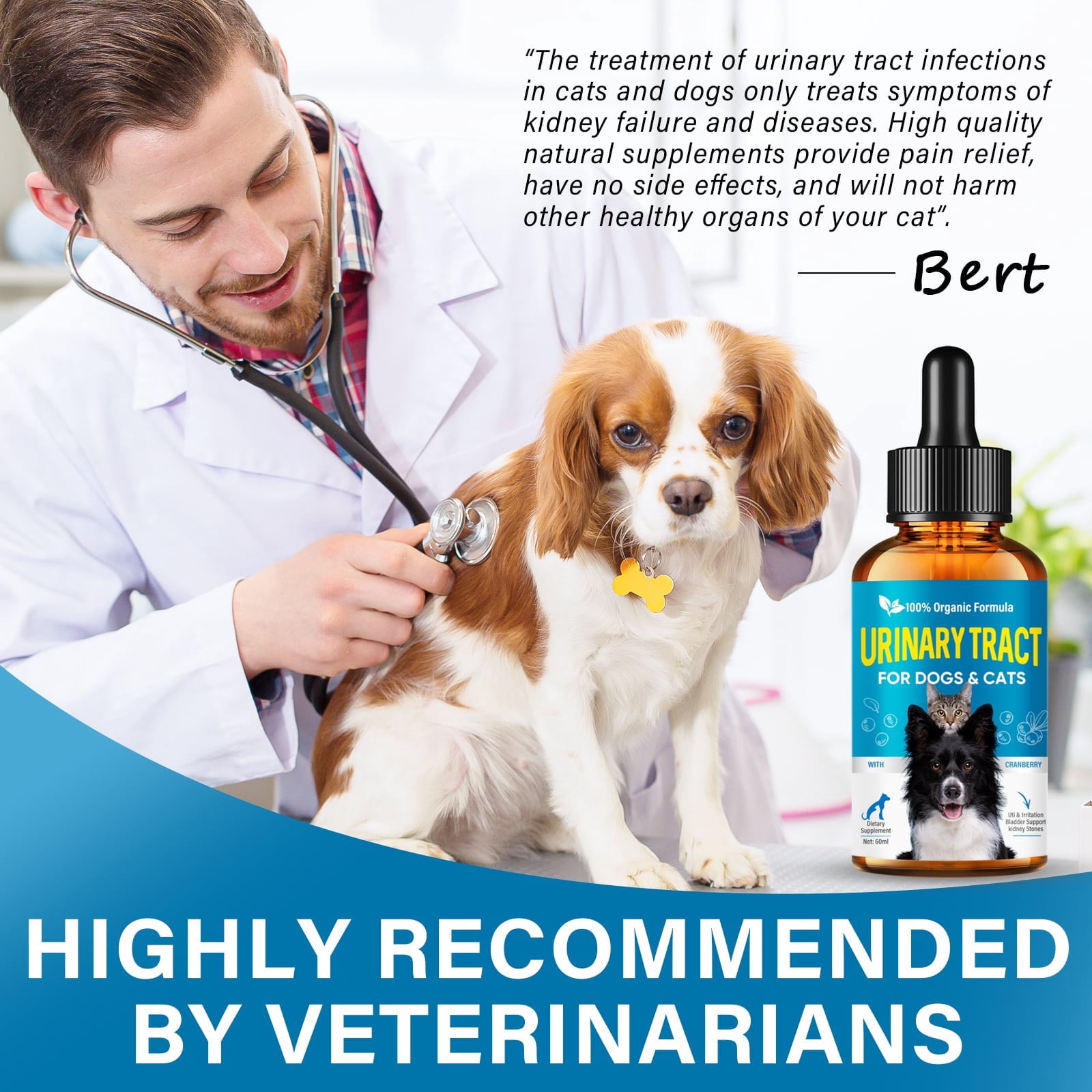 Cat & Dog Cranberry Urinary Tract, Urinary Tract Infection Treatment for Cats and Dogs, 60ML