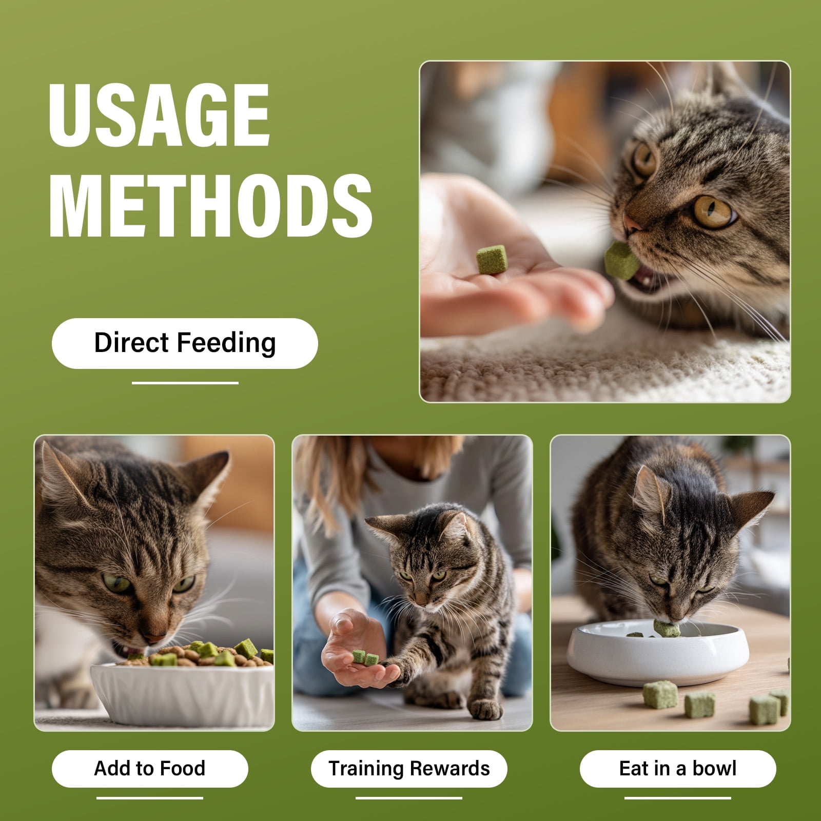Cat Grass Treats, Cat Treats for Teeth Cleaning and Hairball Removal, Cat Food for Training Rewards Treats
