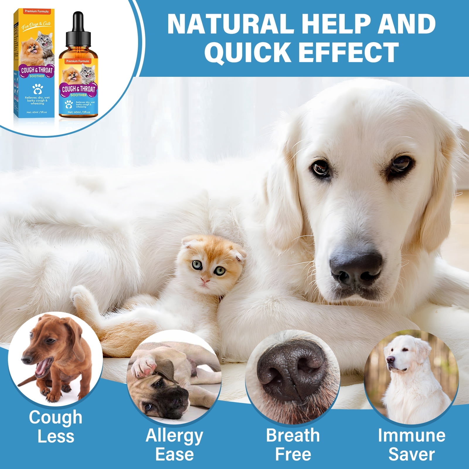 Pet Cough Treatment for Dogs & Cats, 60ml
