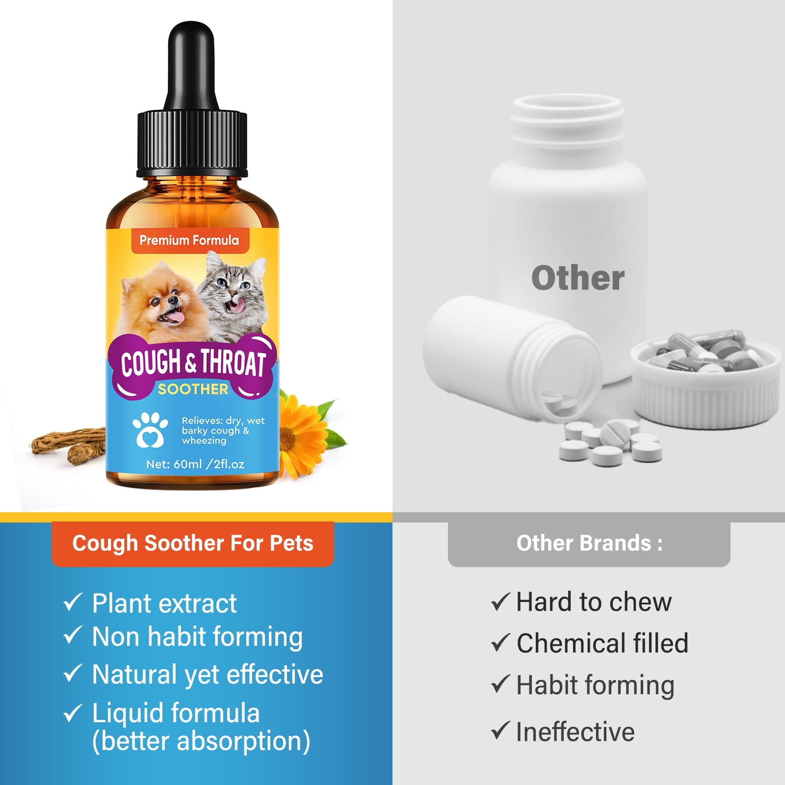 Pet Cough Treatment for Dogs & Cats, 60ml
