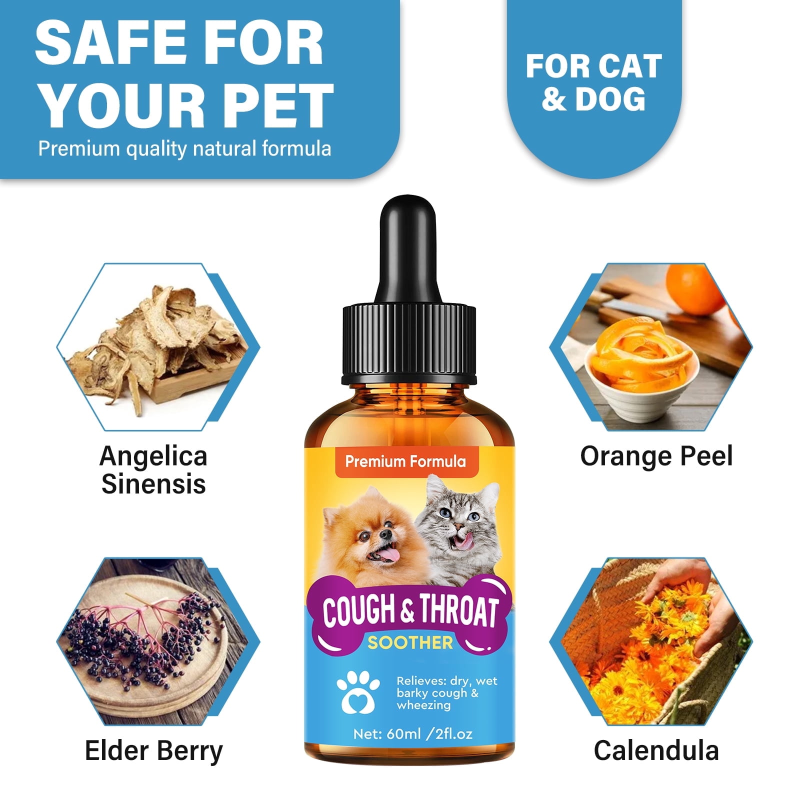 Pet Cough Treatment for Dogs & Cats, 60ml