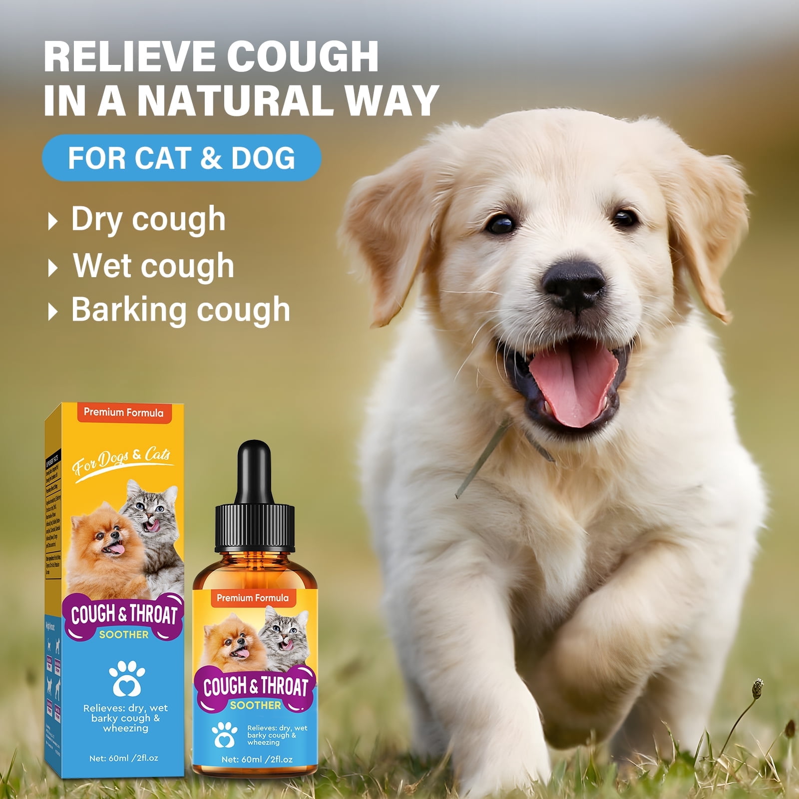 Pet Cough Treatment for Dogs & Cats, 60ml