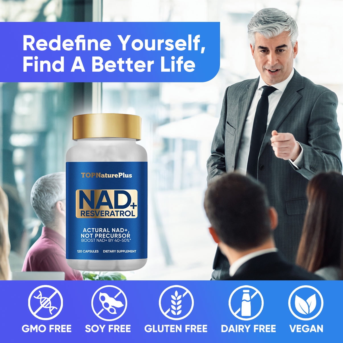 NAD + Resveratrol, NAD Supplement, NAD + Supplements, 120 Capsules