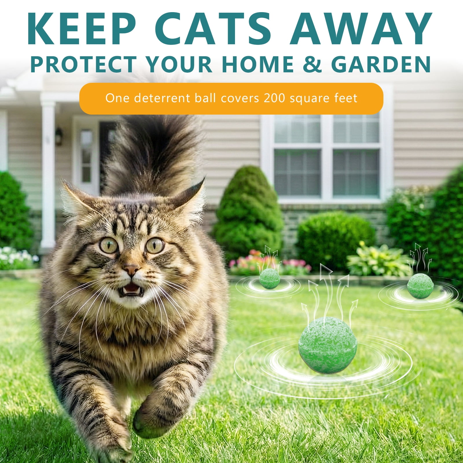 Cat Repellent Outdoor, Cat Deterrent Outdoor, Natural Cat Deterrent Balls Keep Cats Out of Yard Garden Lawn Prevent Scratch and Chews, 12Pack