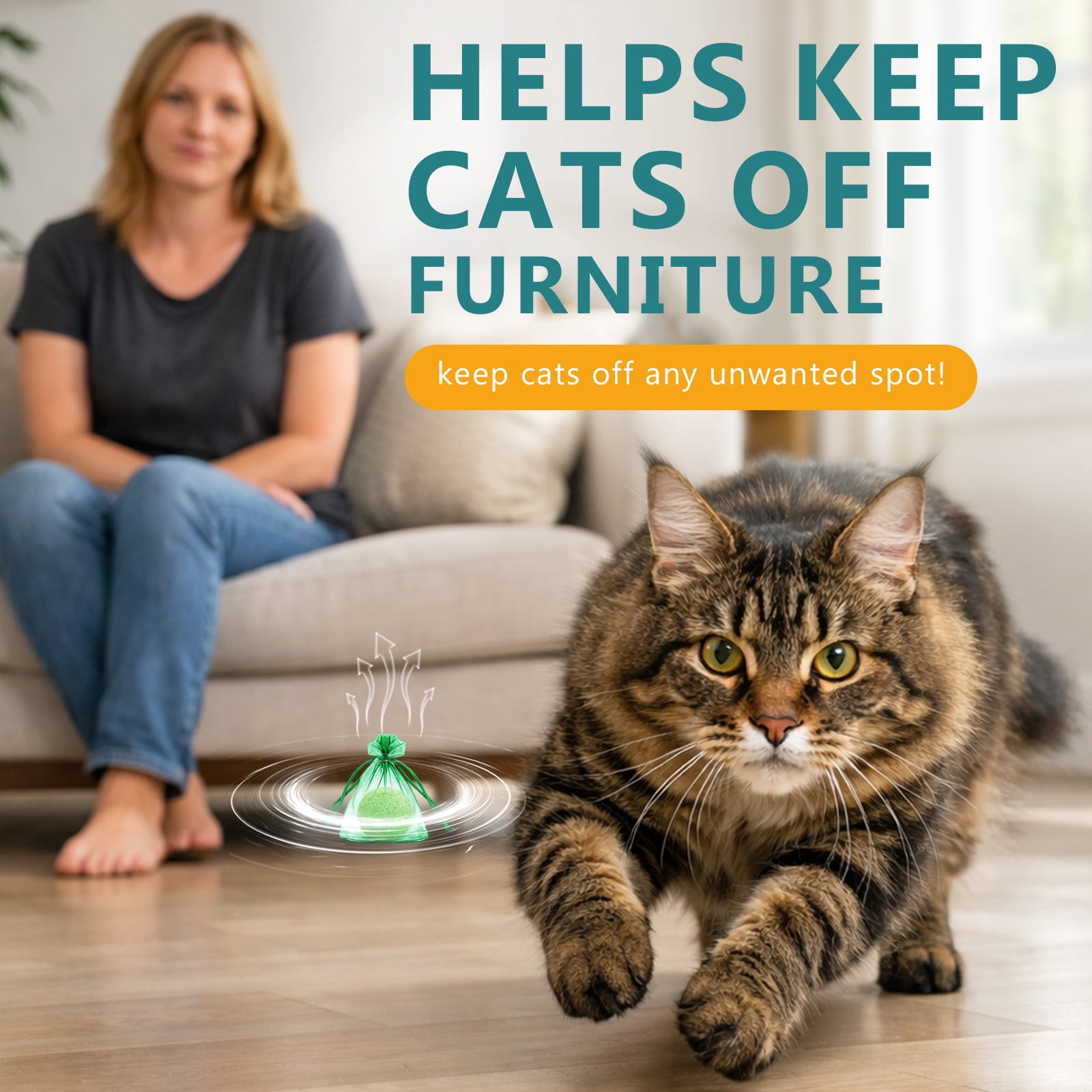 Cat Repellent Outdoor, Cat Deterrent Outdoor, Natural Cat Deterrent Balls Keep Cats Out of Yard Garden Lawn Prevent Scratch and Chews, 12Pack