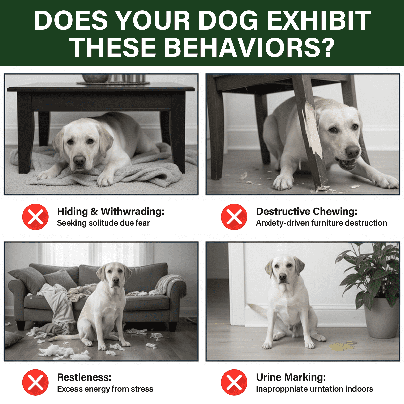 Dog Calming Diffuser, Dog Pheromones Calming Diffuser Starter Kit, Efficient Relieve Anxiety Stress, 48ml (2 Refills) 60 Days Use