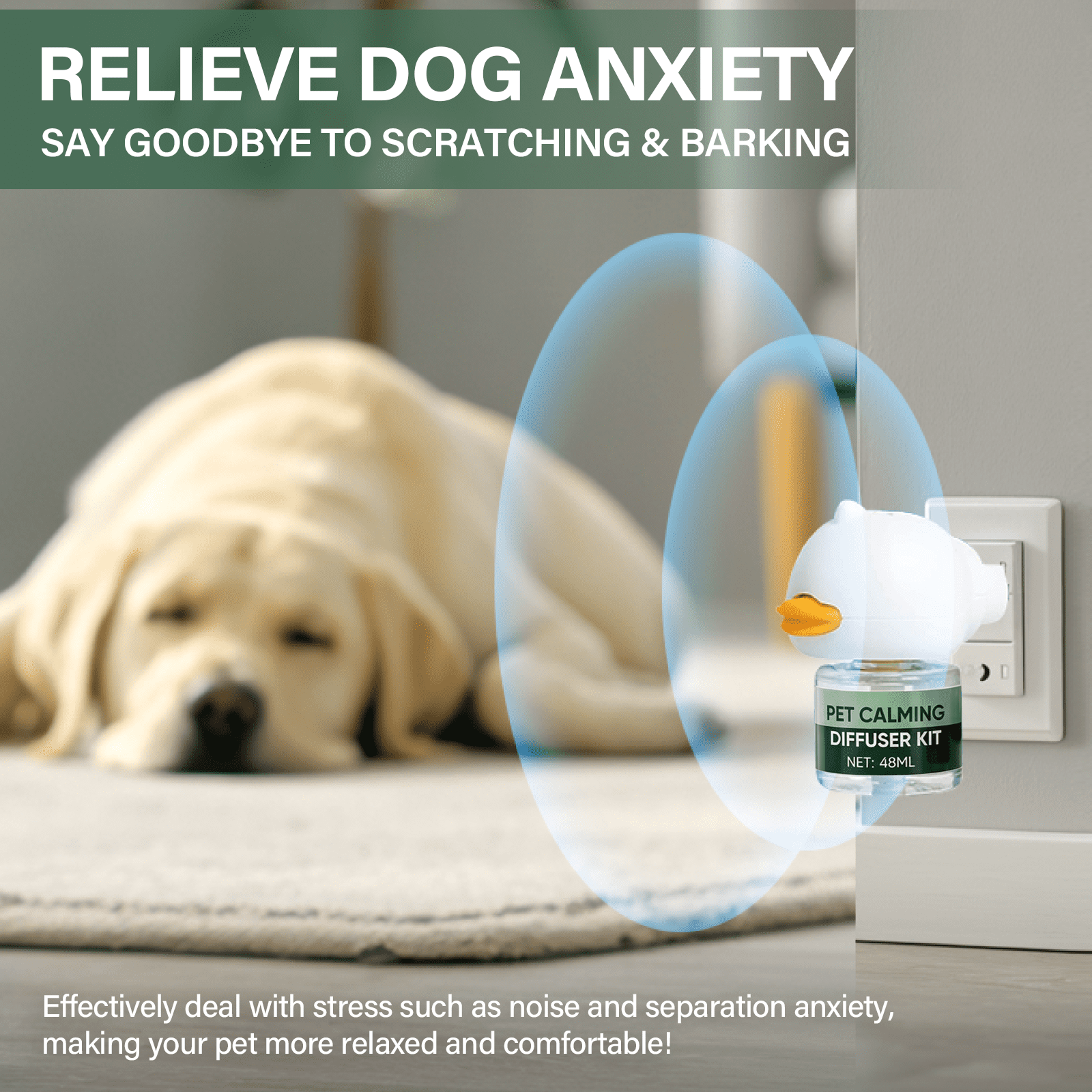 Dog Calming Diffuser, Dog Pheromones Calming Diffuser Starter Kit, Efficient Relieve Anxiety Stress, 48ml (2 Refills) 60 Days Use