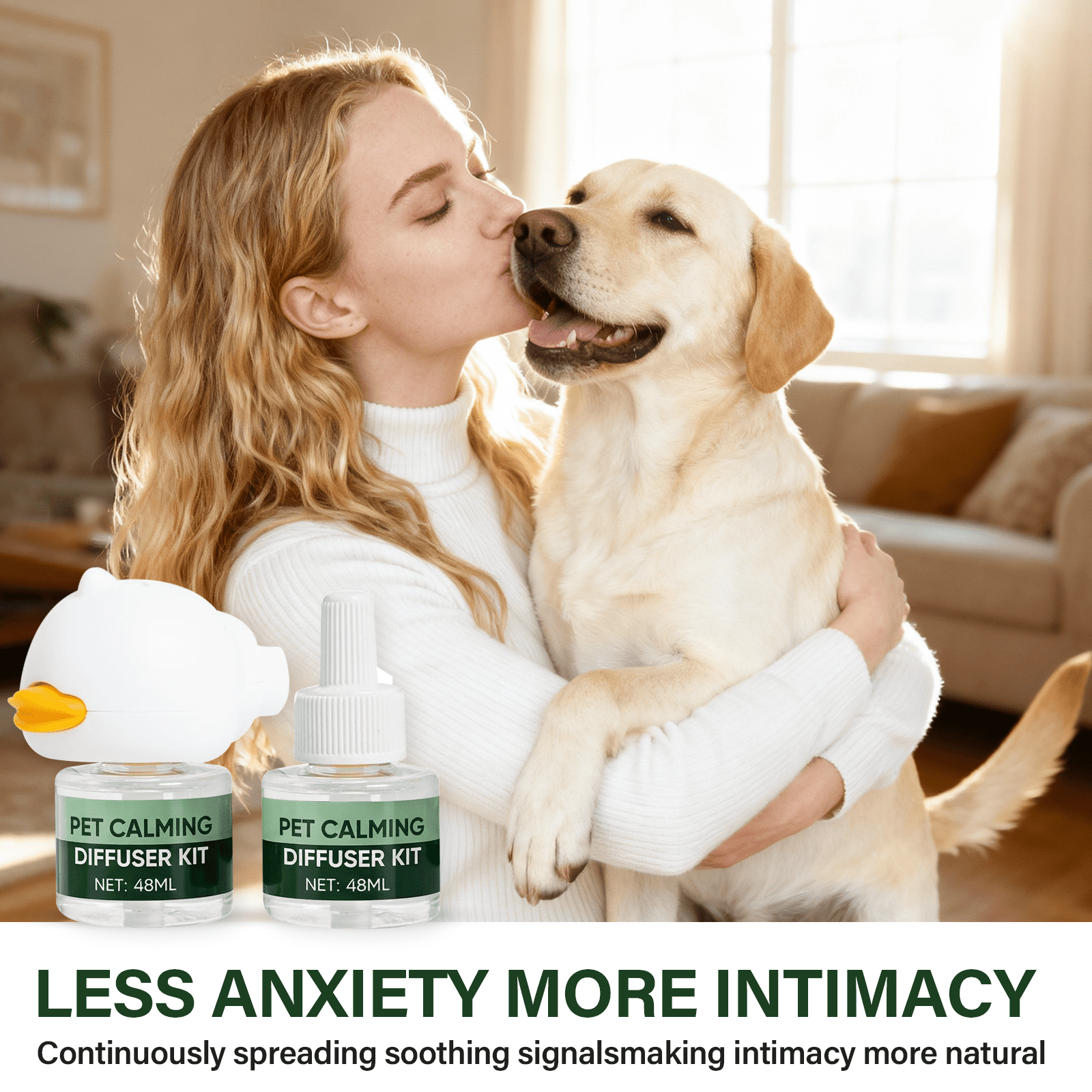 Dog Calming Diffuser, Dog Pheromones Calming Diffuser Starter Kit, Efficient Relieve Anxiety Stress, 48ml (2 Refills) 60 Days Use
