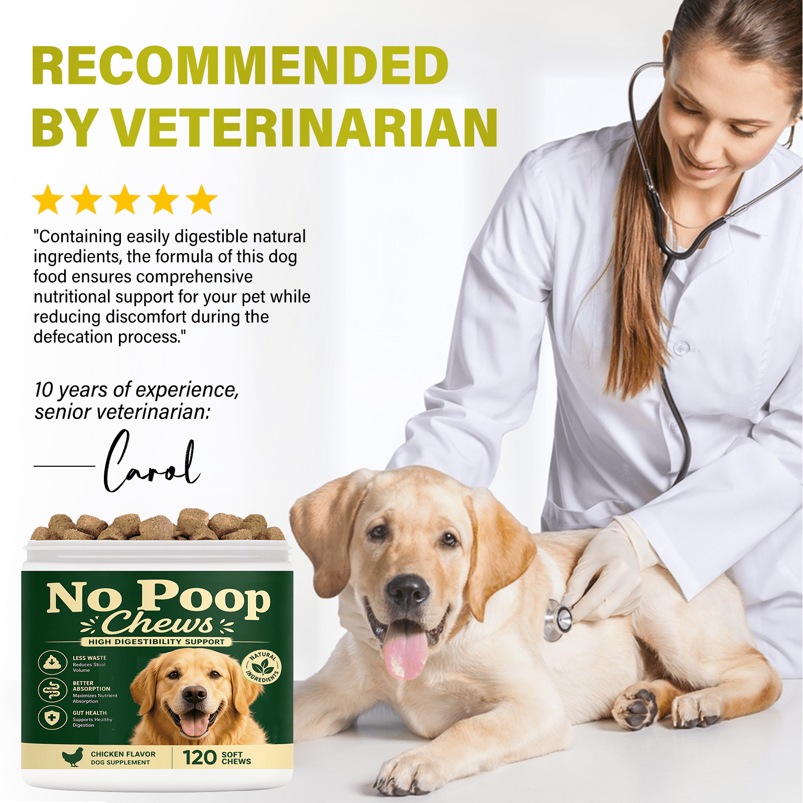 No Poo Chews for Dogs, Pupp, Soft Dog Chews, 120Ct
