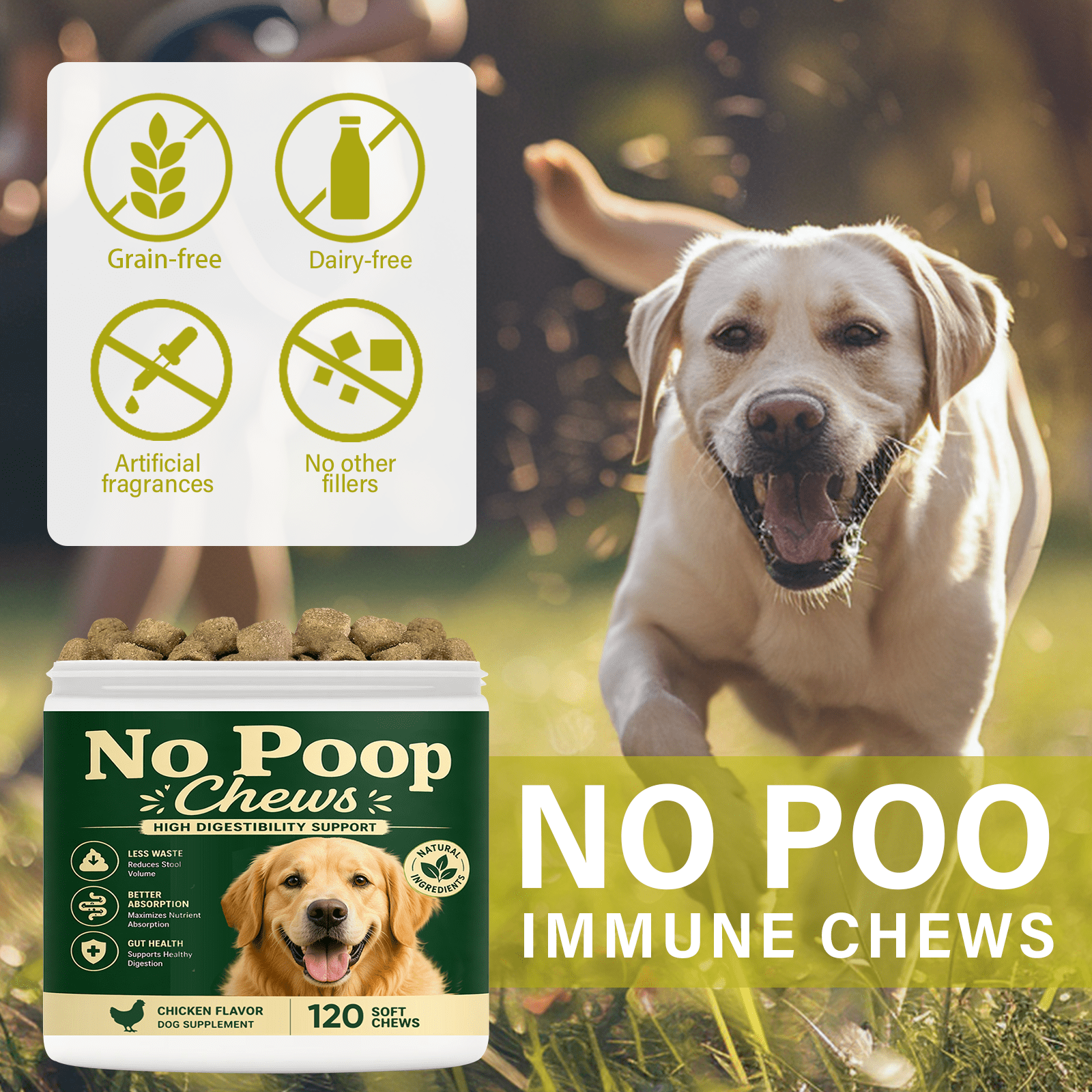 No Poo Chews for Dogs, Pupp, Soft Dog Chews, 120Ct
