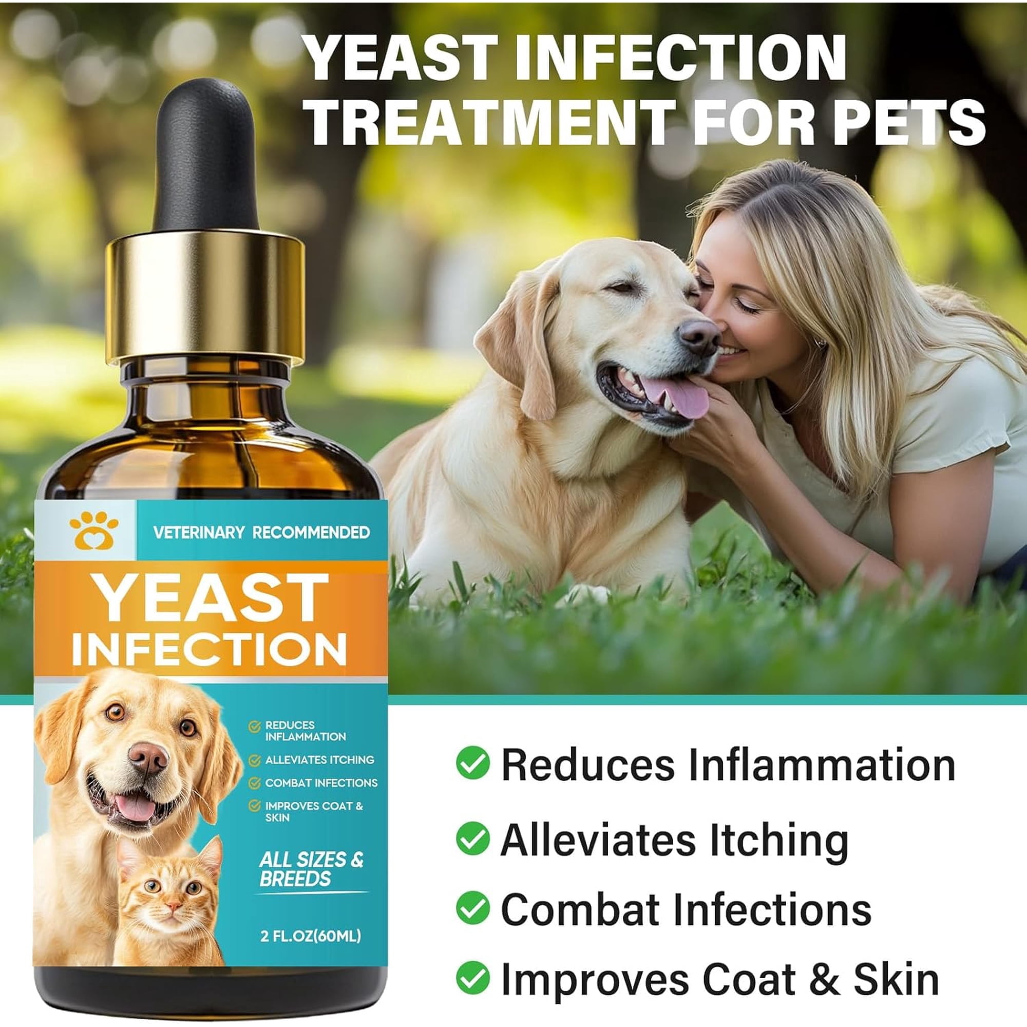 Yeast Infection Treatment for Dogs and Cats, 2 FL.OZ