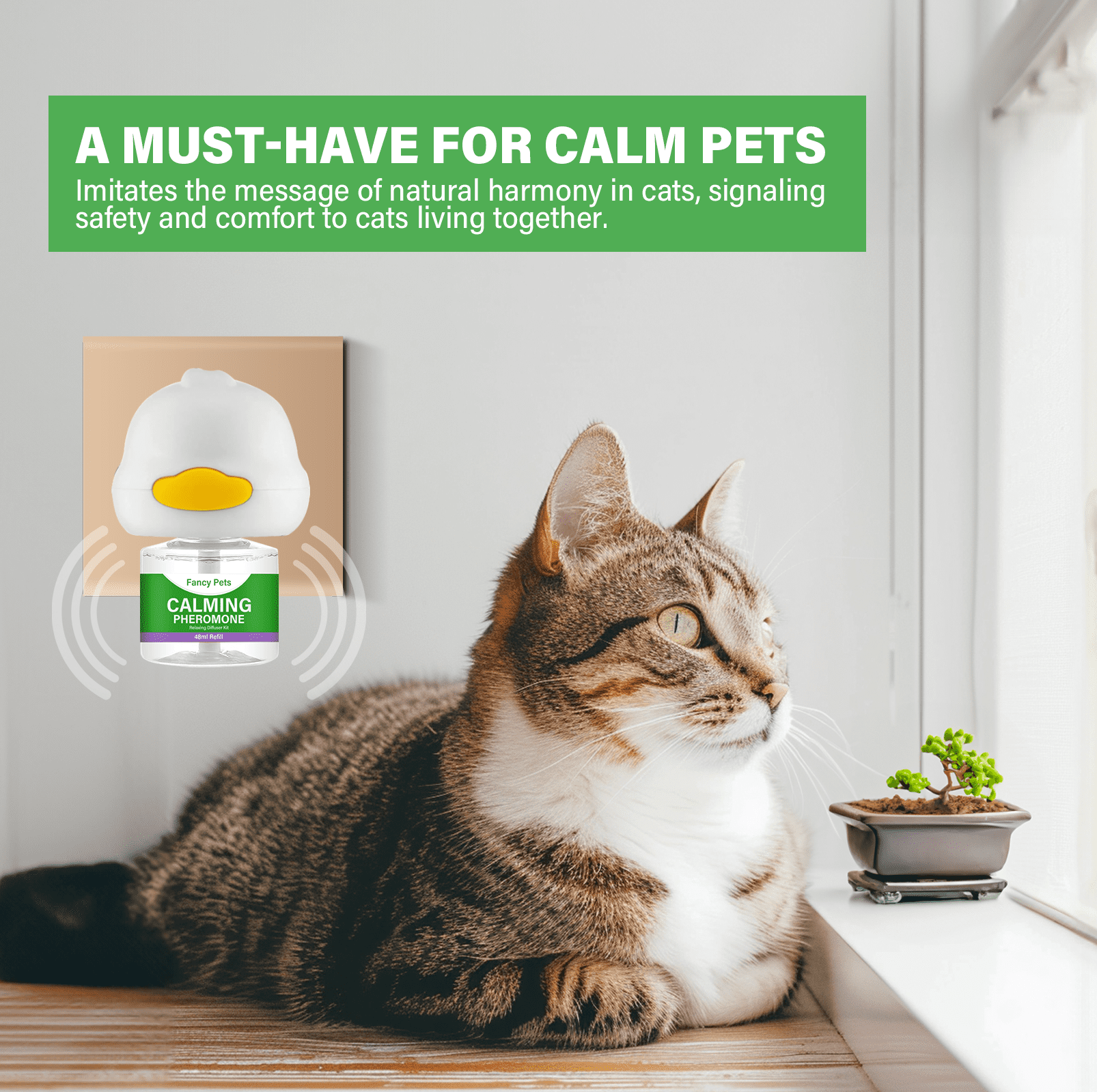 Cat Pheromones Calming Diffuser, Effective Cat Anxiety Diffuser, Professional Stress Relief for Pet Anxiety