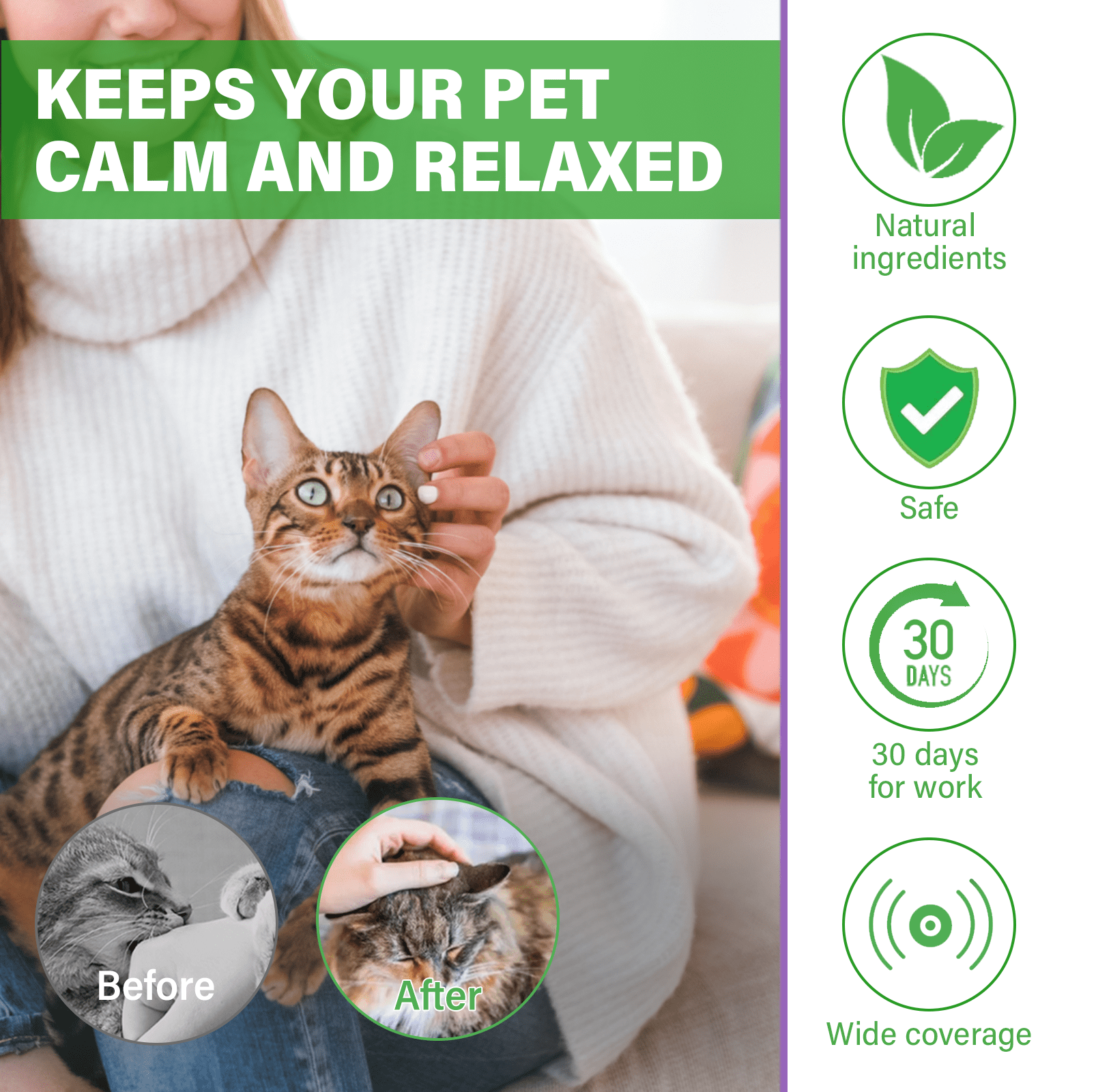 Cat Pheromones Calming Diffuser, Effective Cat Anxiety Diffuser, Professional Stress Relief for Pet Anxiety
