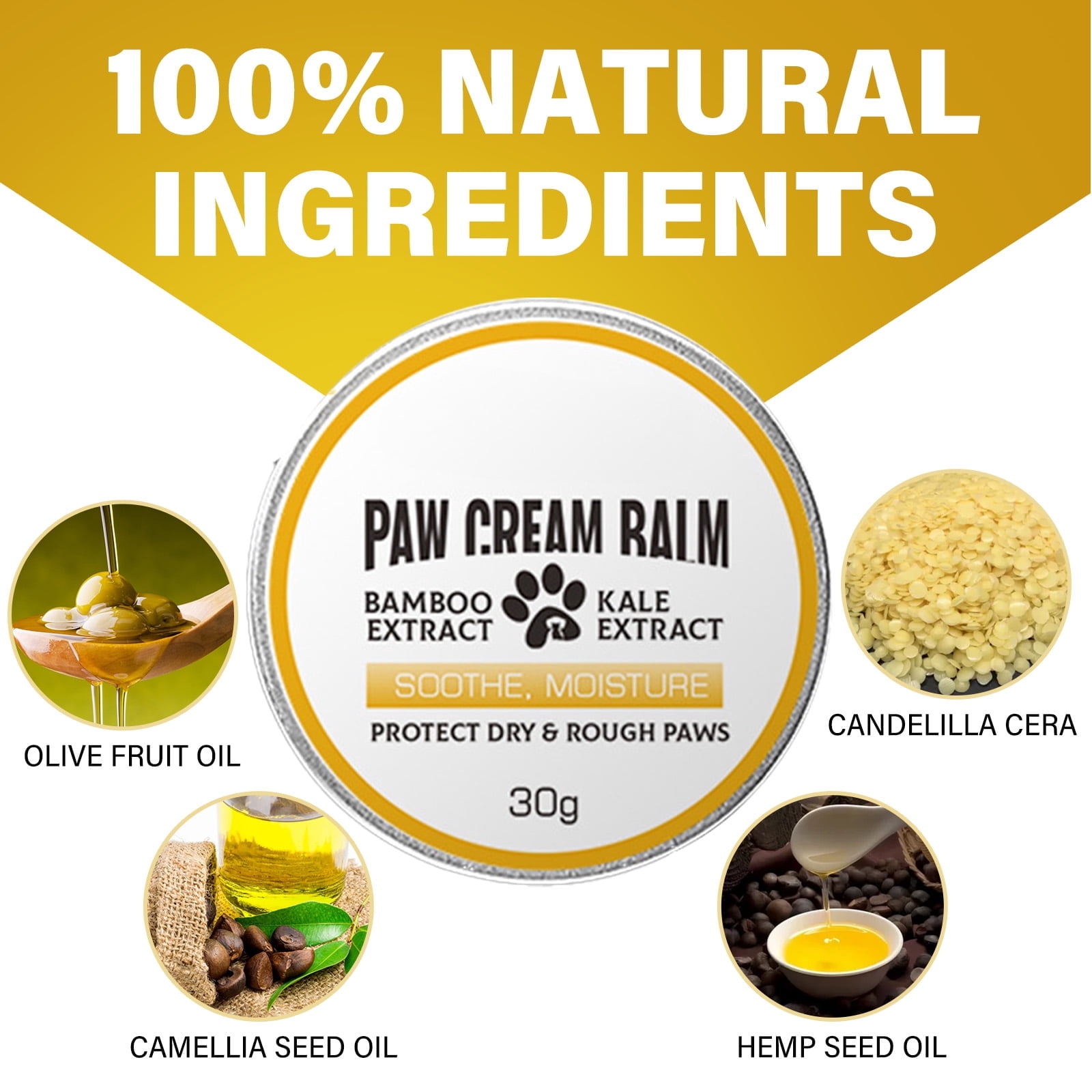 Dog Paw Balm, Repairs and Moisturizes Dry, Cracked & Damaged Paws and Noses for Cats and Dogs