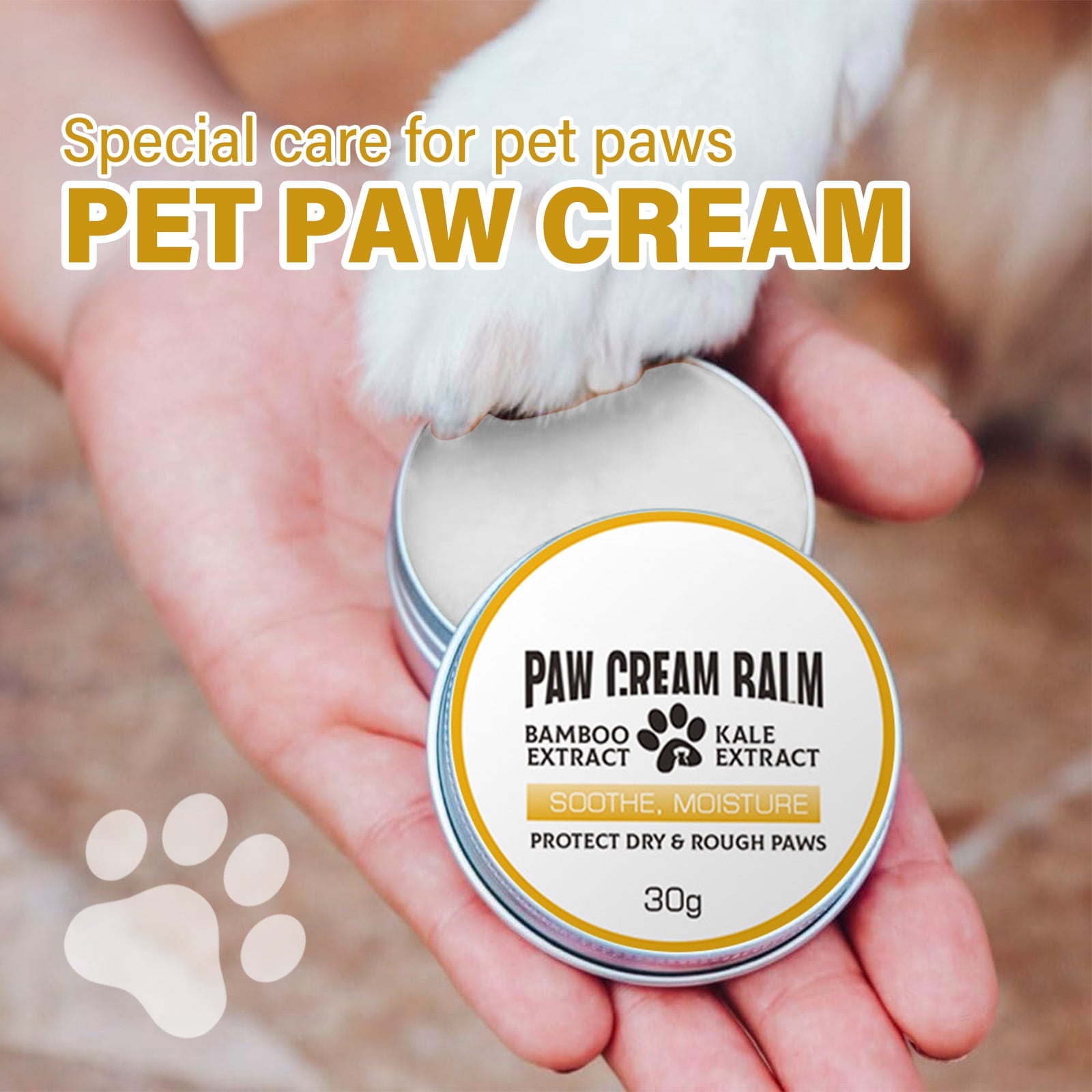 Dog Paw Balm, Repairs and Moisturizes Dry, Cracked & Damaged Paws and Noses for Cats and Dogs