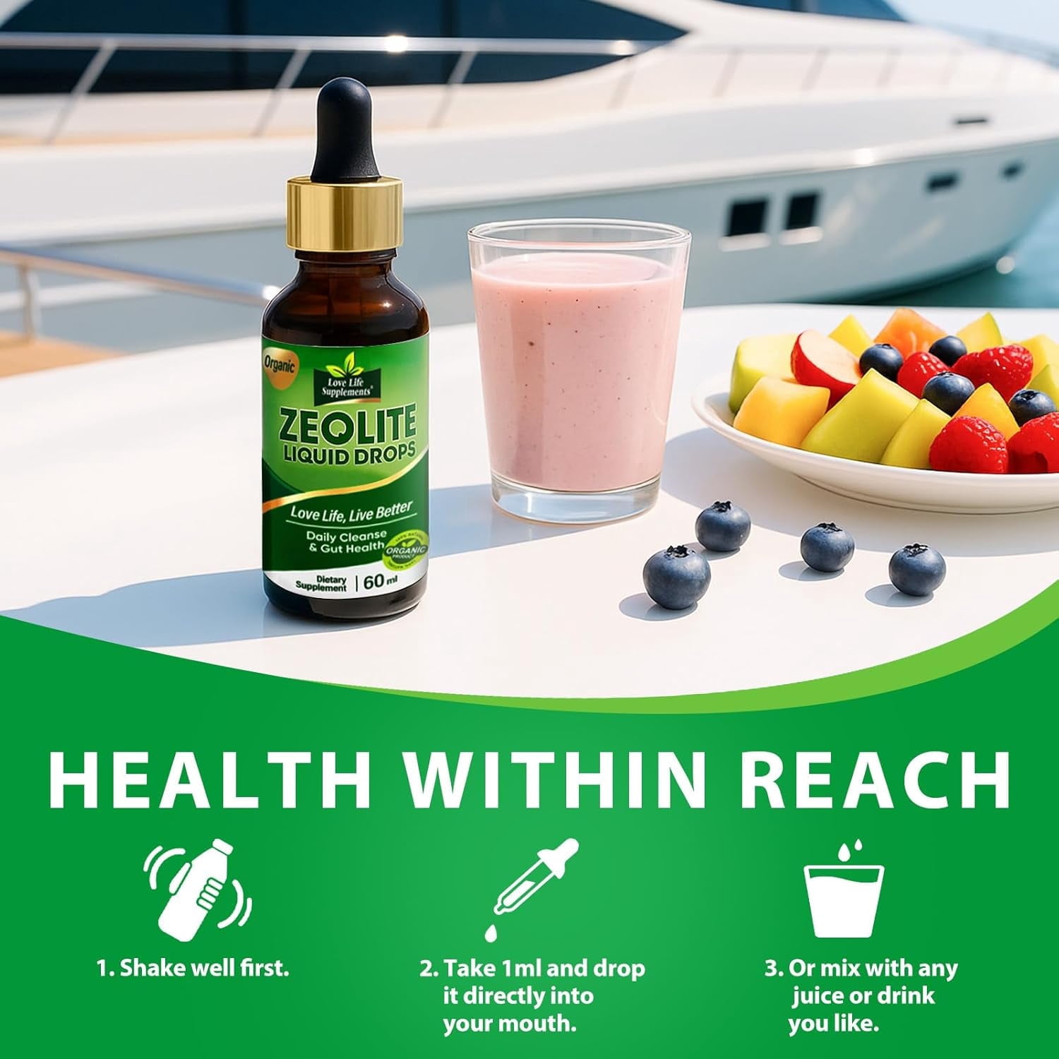 Zeolite De_tox Drops, Premium Natural De_tox Formula for Brain & Nervous System Support, Boosts Immunity, Enhances Energy,60ml