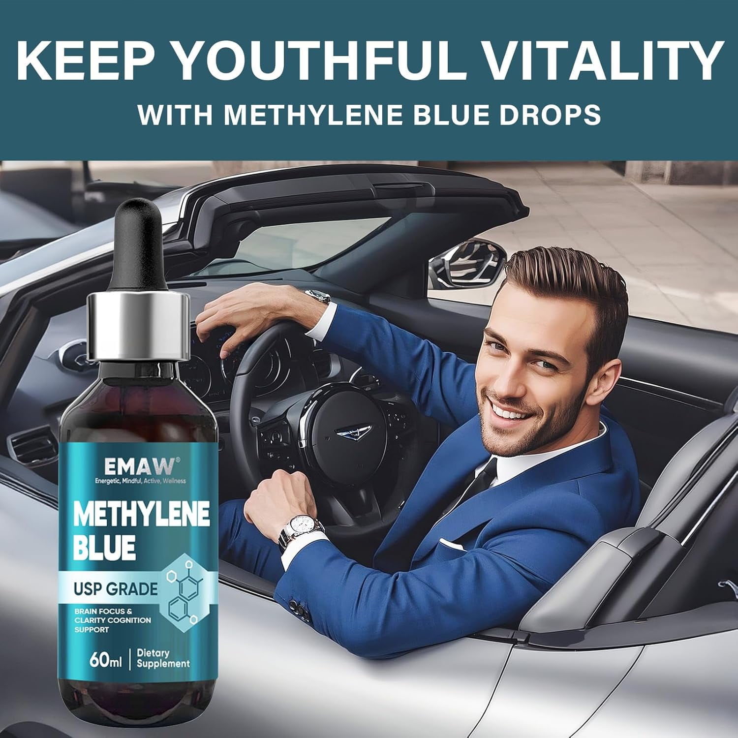 Methylene Blue Pharmaceutical Grade, Methylene Blue for Humans, 2FLOZ