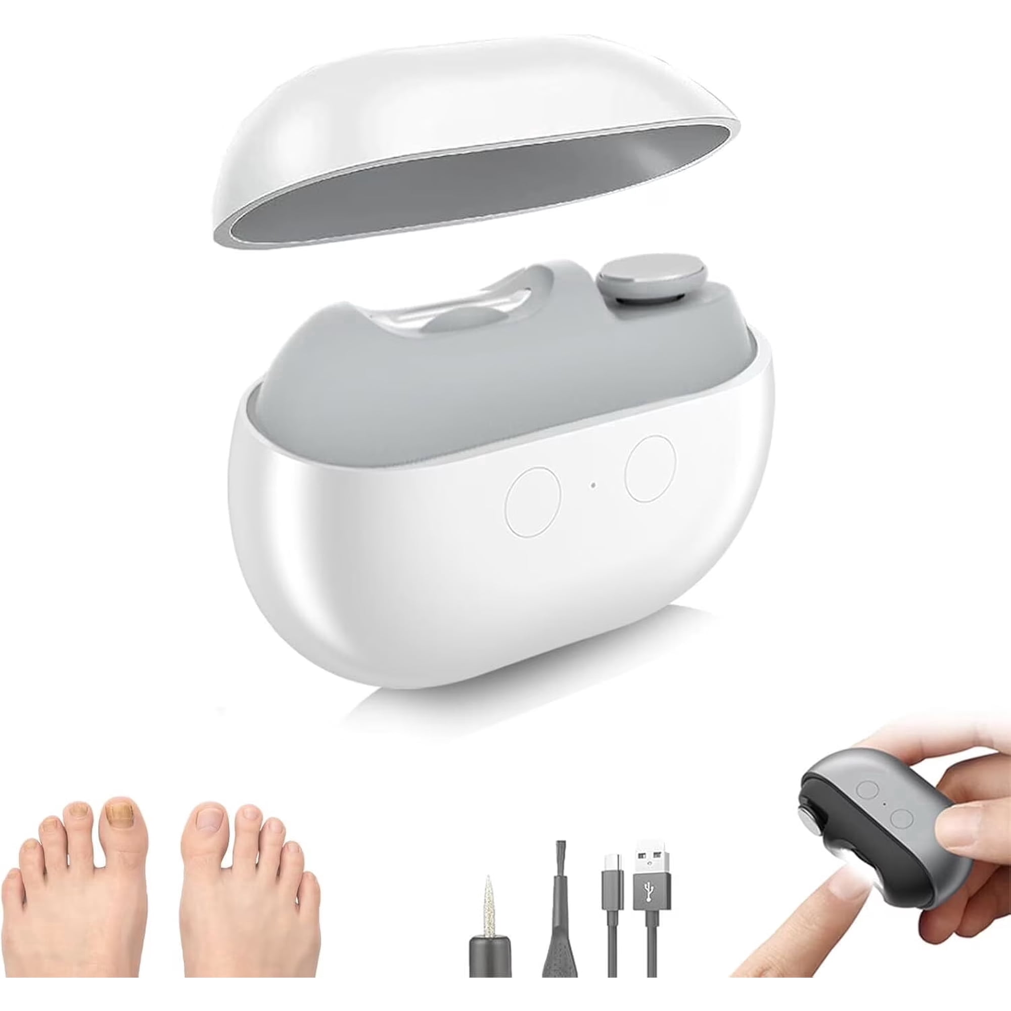 2026 New 3-in-1 Electric Toe Nail Clippers, Automatic Nail Trimmer & Polisher with LED Light, USB Rechargeable, Nail Scraps Storage
